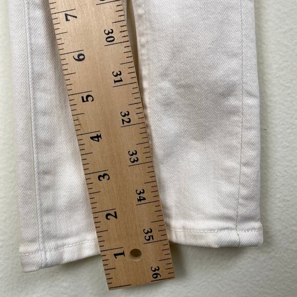 Mother The Rascal Sliced Up Heel Jeans Size 28 Antique White Cream Straight 35in - Picture 14 of 14